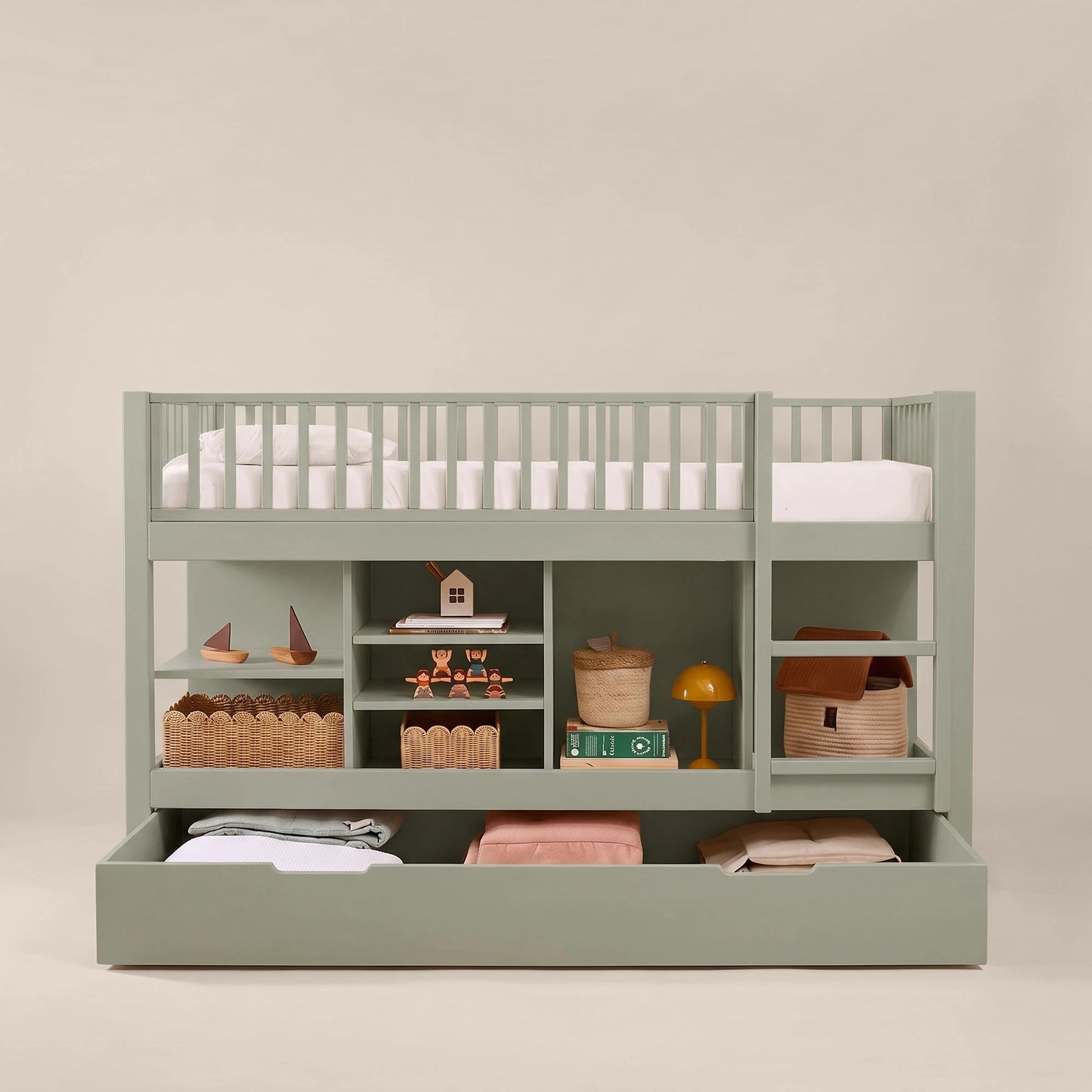 Letto a soppalco mezza altezza evolutivo zero+ Up bio paint Felce