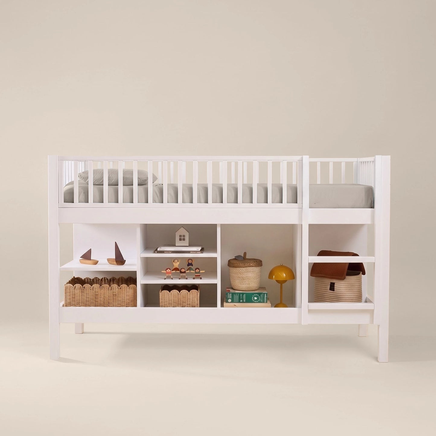 Letto a soppalco mezza altezza evolutivo zero+ Up bio paint Bianco