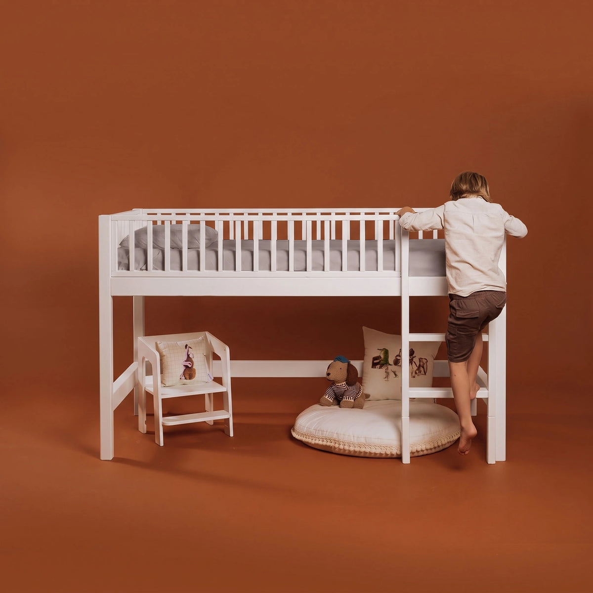 Letto a soppalco mezza altezza evolutivo zero+ Up bio paint Bianco
