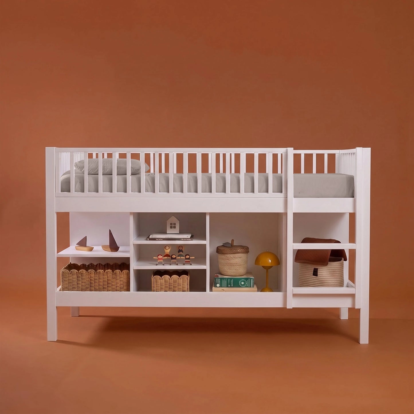 Letto a soppalco mezza altezza evolutivo zero+ Up bio paint Bianco