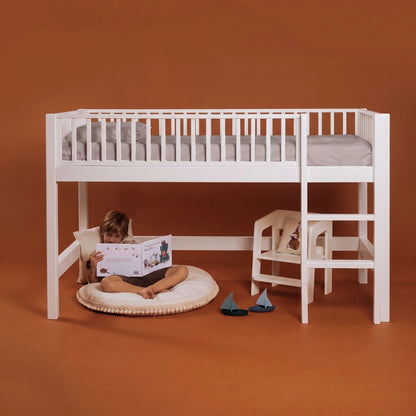 Letto a soppalco mezza altezza evolutivo zero+ Up bio paint Bianco