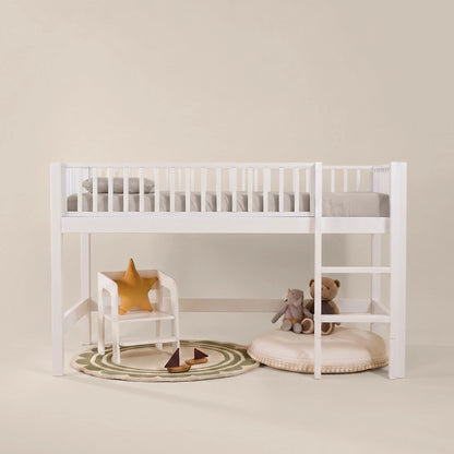 Letto a soppalco mezza altezza evolutivo zero+ Up bio paint Bianco