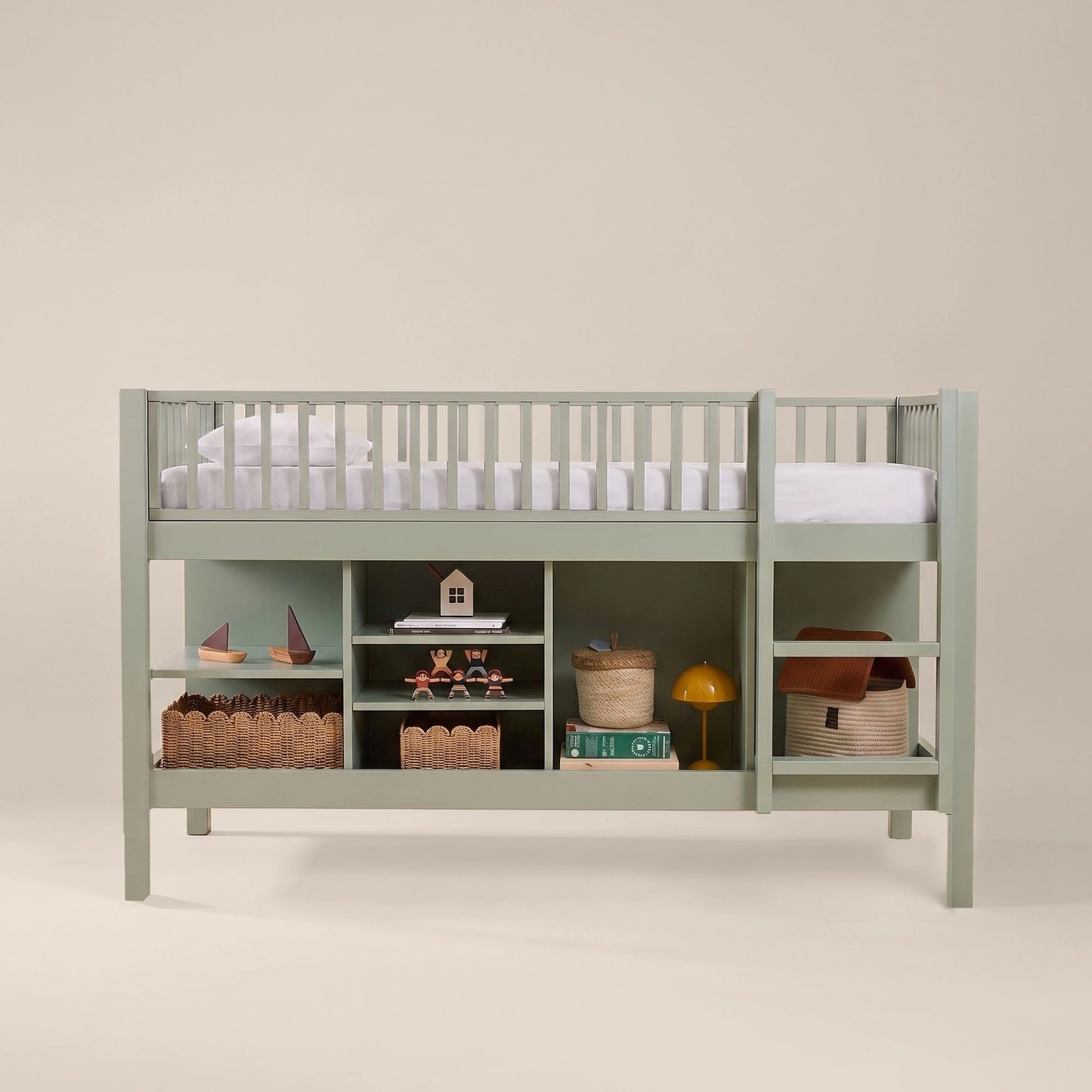Letto a soppalco mezza altezza evolutivo zero+ Up bio paint Felce