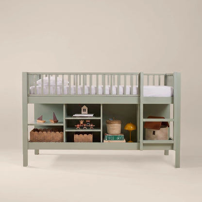 Letto a soppalco mezza altezza evolutivo zero+ Up bio paint Felce