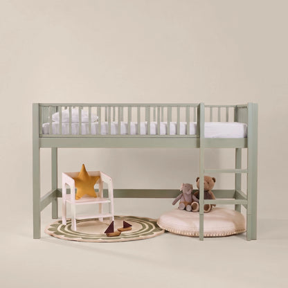 Letto a soppalco mezza altezza evolutivo zero+ Up bio paint Felce