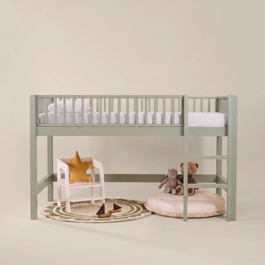 Letto a soppalco mezza altezza evolutivo zero+ Up bio paint Felce