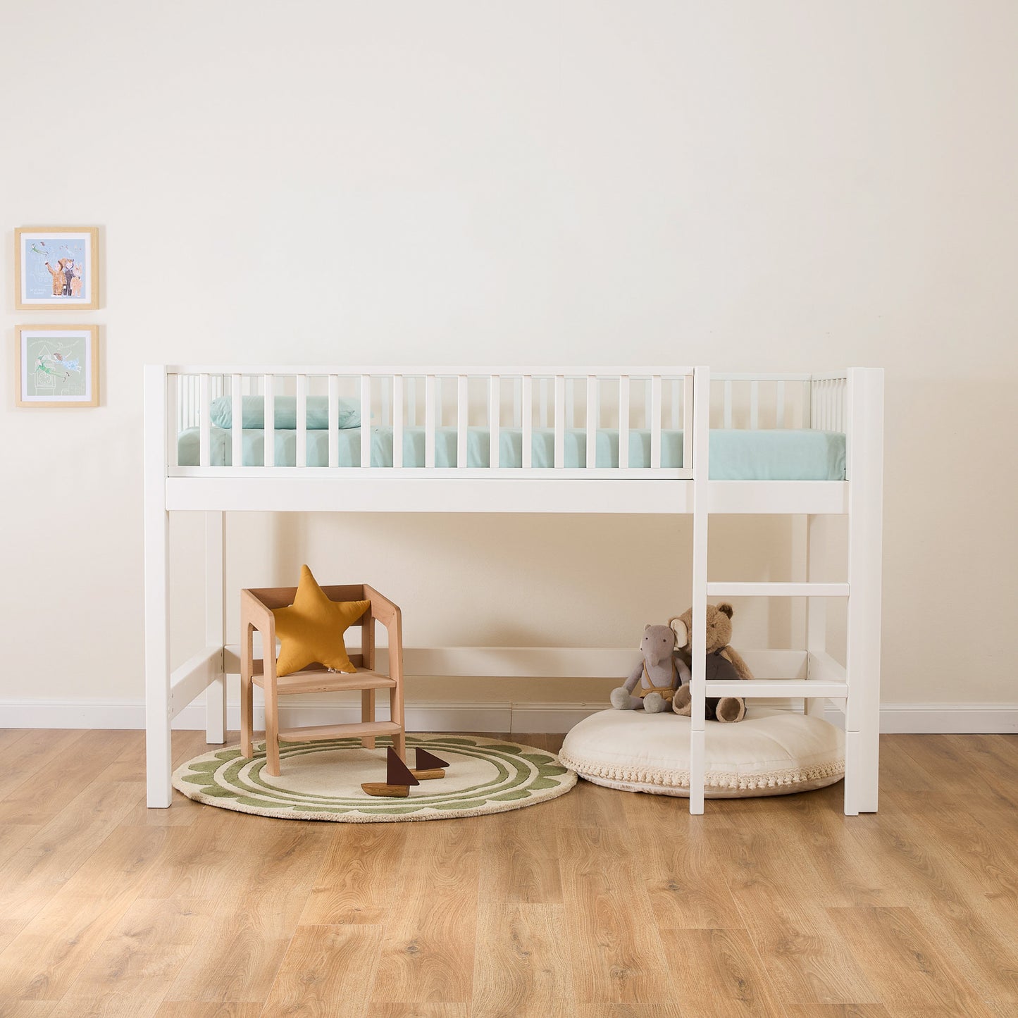 Letto a soppalco mezza altezza evolutivo zero+ Up bio paint