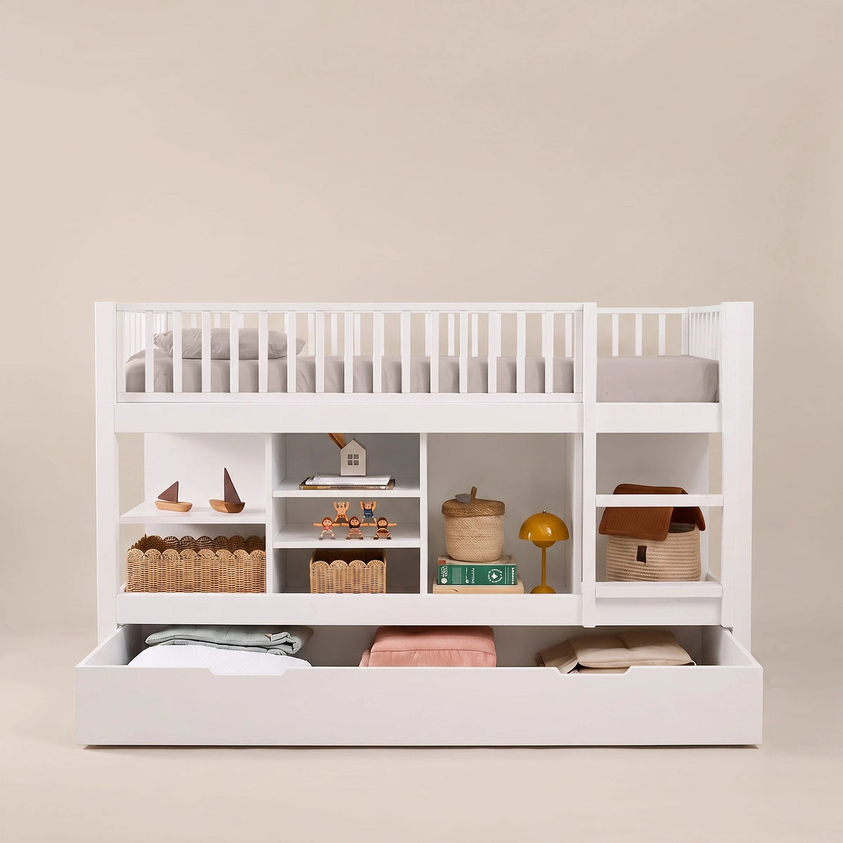 Letto a soppalco mezza altezza evolutivo zero+ Up bio paint Bianco