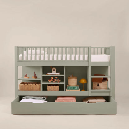 Letto a soppalco mezza altezza evolutivo zero+ Up bio paint Felce