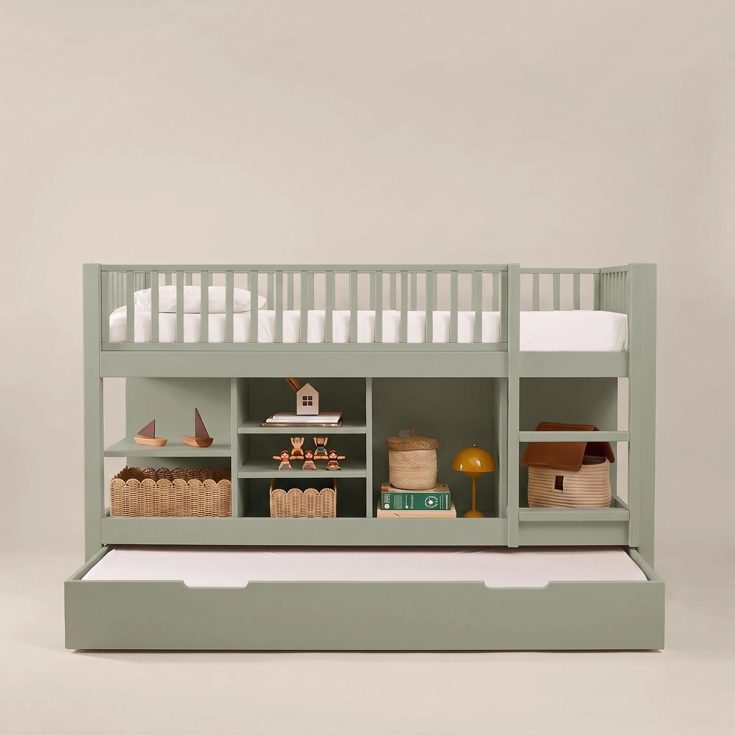 Letto a soppalco mezza altezza evolutivo zero+ Up bio paint Felce