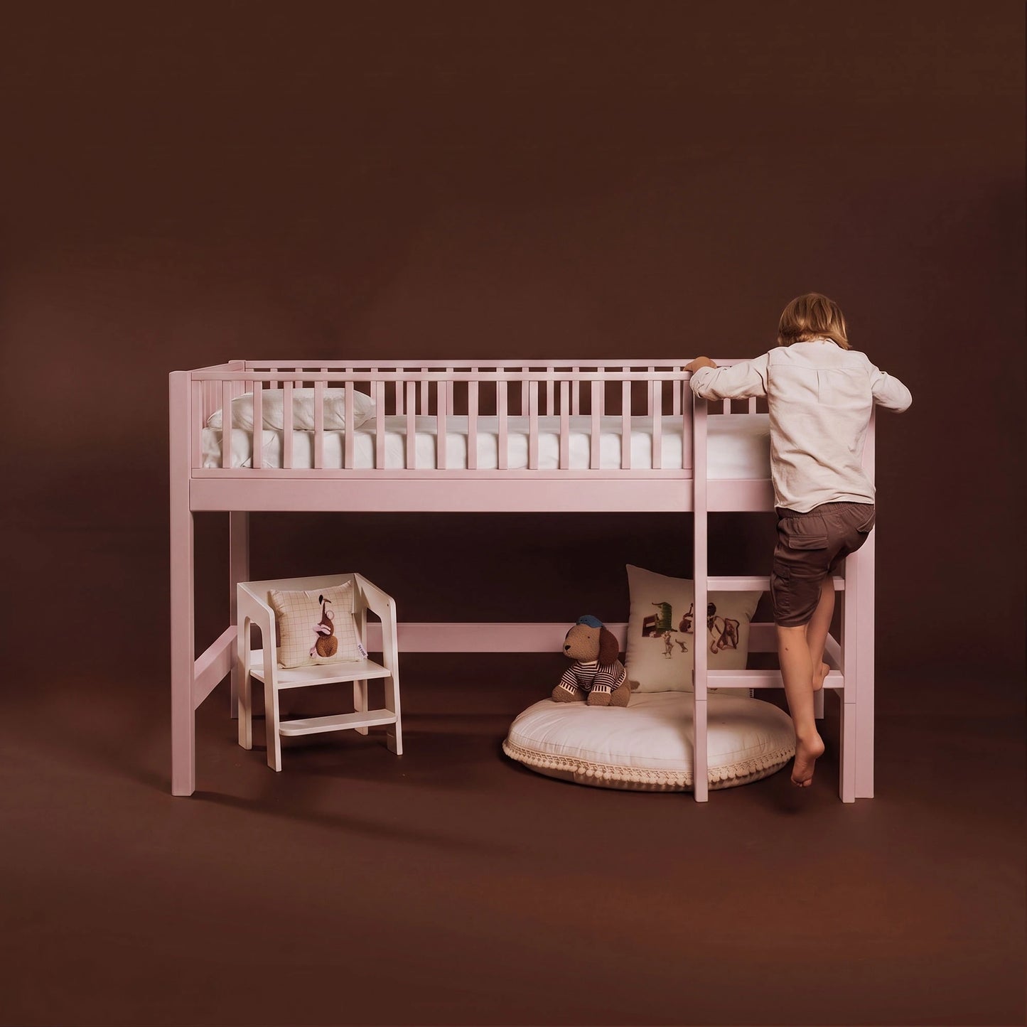 Letto a soppalco mezza altezza evolutivo zero+ Up bio paint Argilla