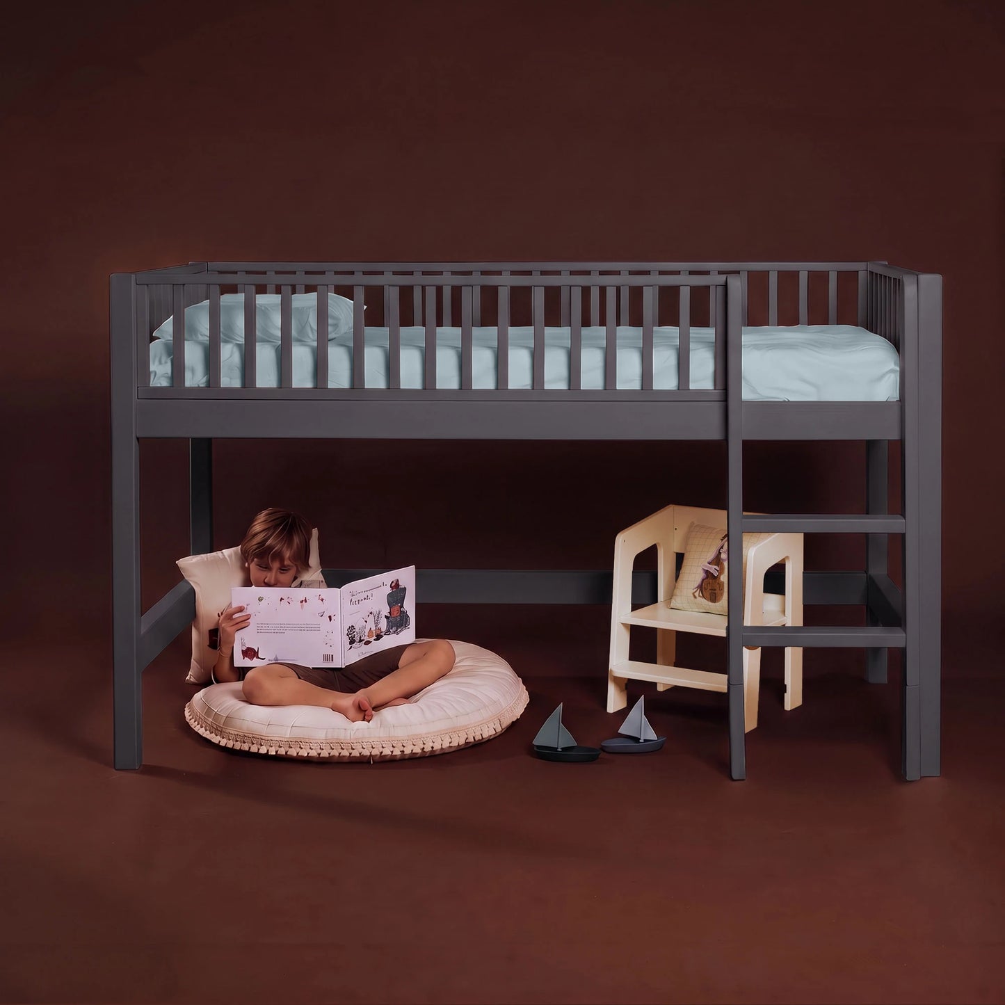Letto a soppalco mezza altezza evolutivo zero+ Up bio paint Pioggia