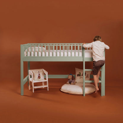 Letto a soppalco mezza altezza evolutivo zero+ Up bio paint Felce