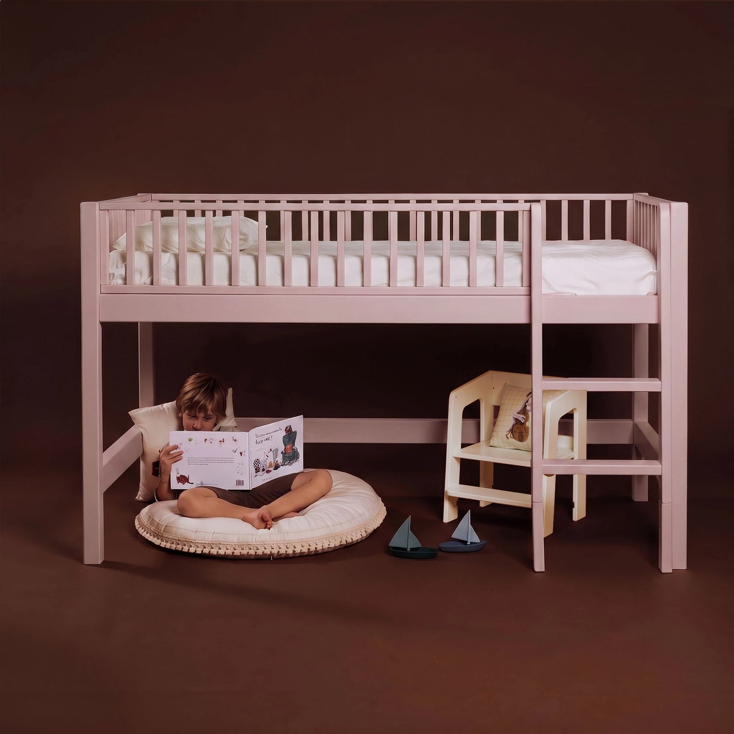 Letto a soppalco mezza altezza evolutivo zero+ Up bio paint Argilla