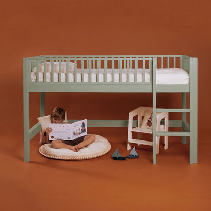 Letto a soppalco mezza altezza evolutivo zero+ Up bio paint Felce