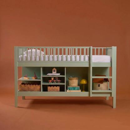 Letto a soppalco mezza altezza evolutivo zero+ Up bio paint Felce