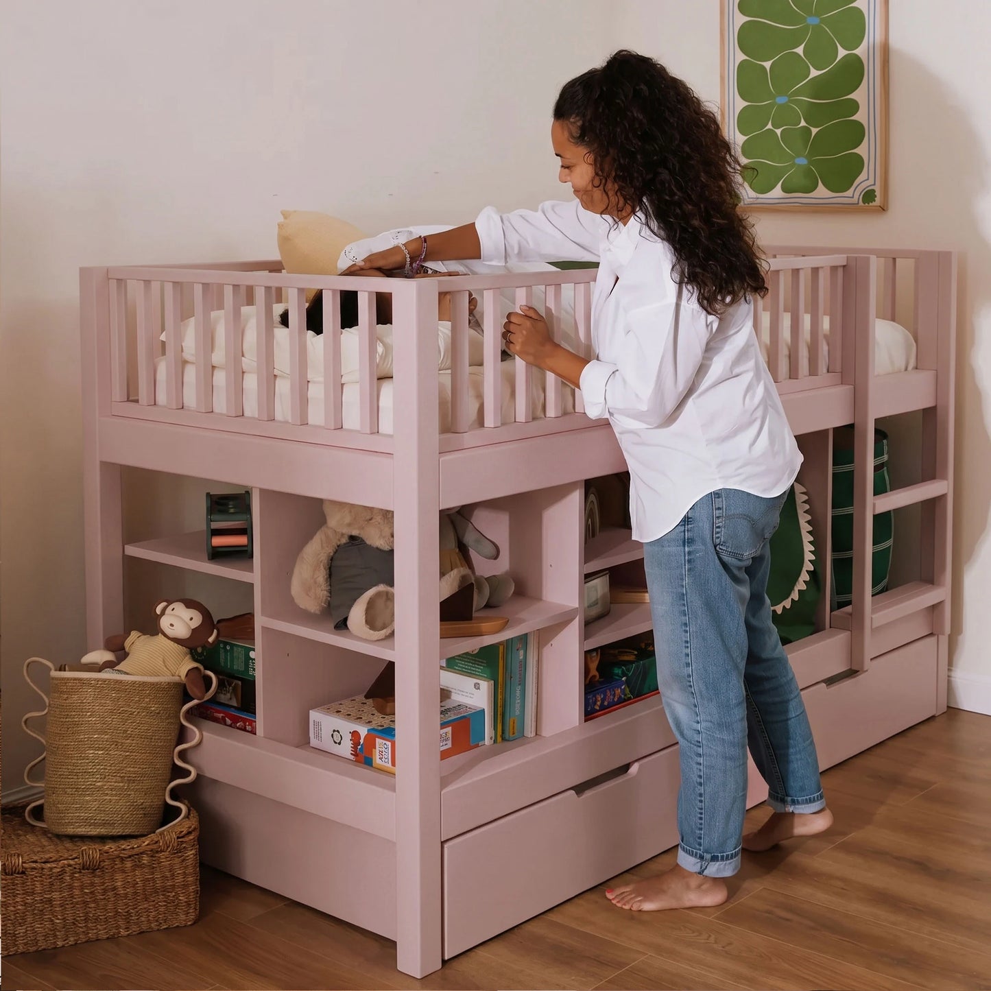 Letto a soppalco mezza altezza evolutivo zero+ Up bio paint Argilla