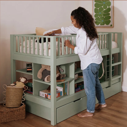 Letto a soppalco mezza altezza evolutivo zero+ Up bio paint Felce