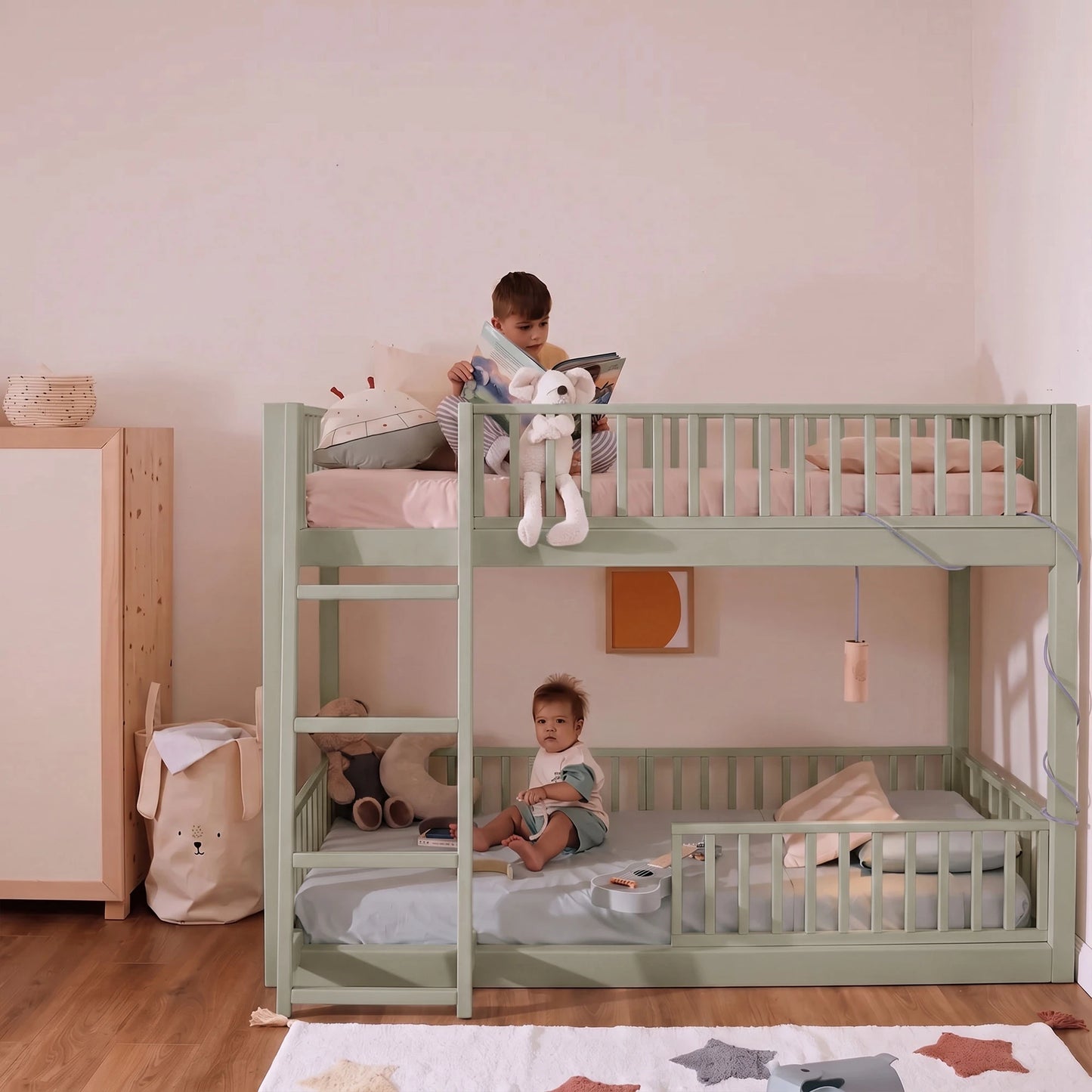 Letto a castello evolutivo zero+ Duo bio paint Felce