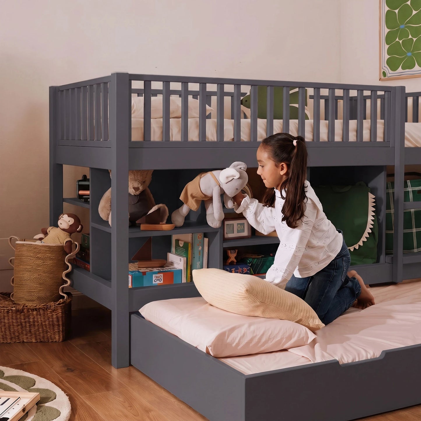 Letto a soppalco mezza altezza evolutivo zero+ Up bio paint Pioggia