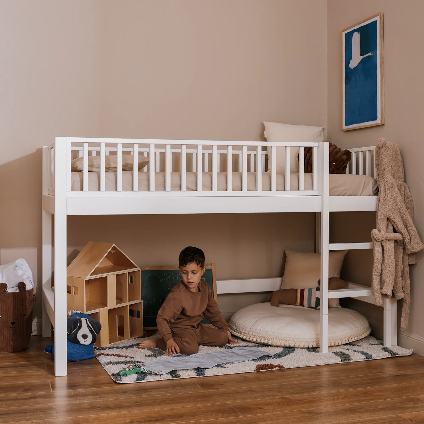 Letto a soppalco mezza altezza evolutivo zero+ Up bio paint