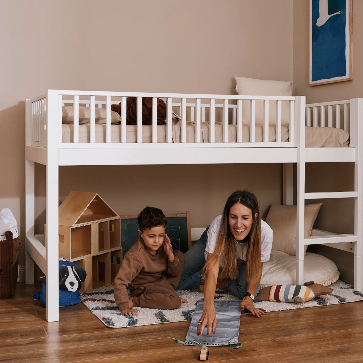 Letto a soppalco mezza altezza evolutivo zero+ Up bio paint