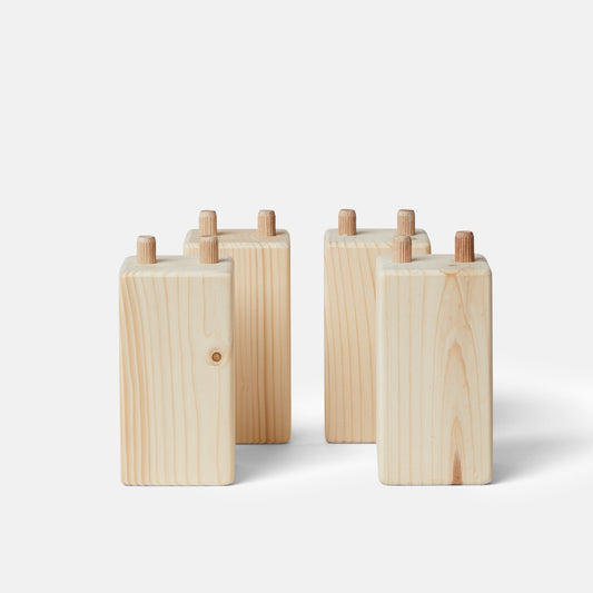 kit quattro piedini in legno naturale per letto montessori per bambini nabè