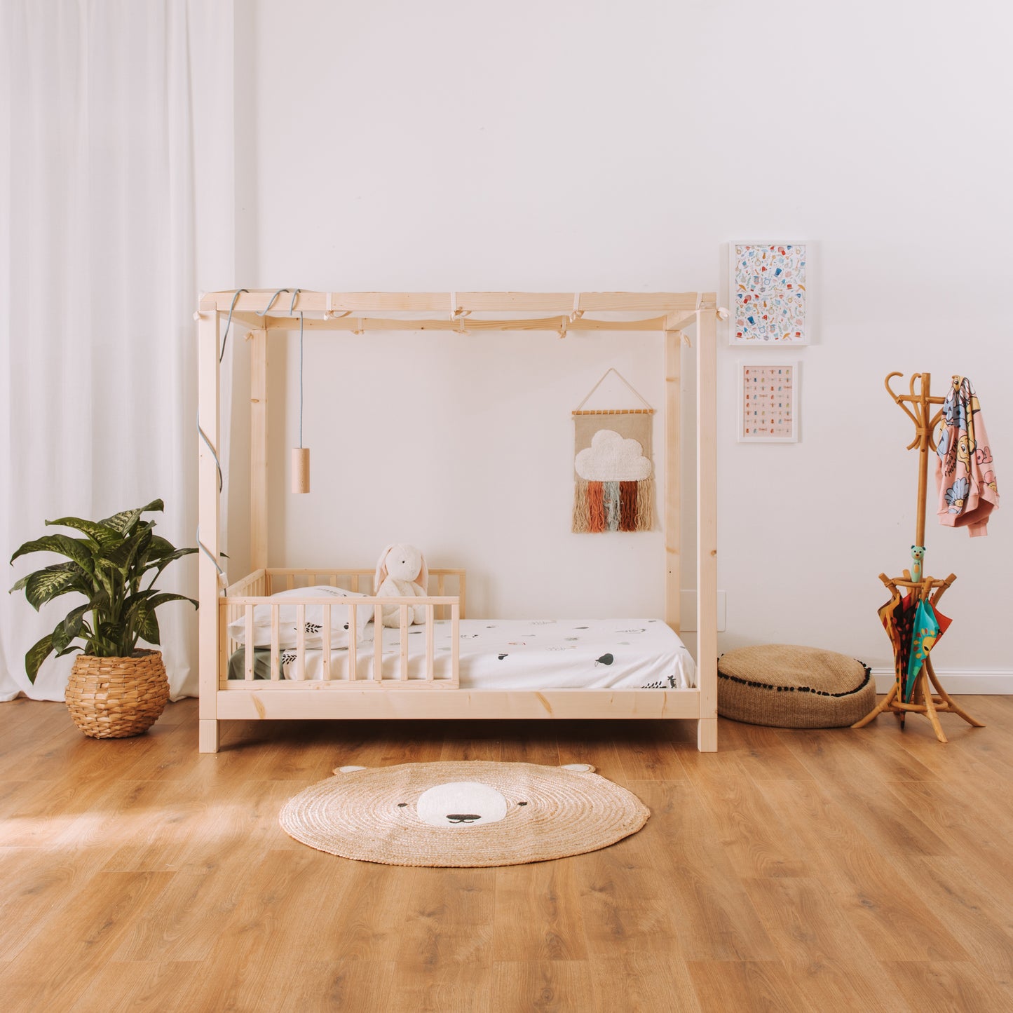 letto montessori con baldacchino modulare facile da montare